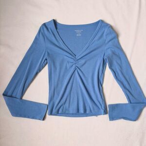 American Eagle, Cinch Front, Cropped, Long Sleeve, V-Neck Tee